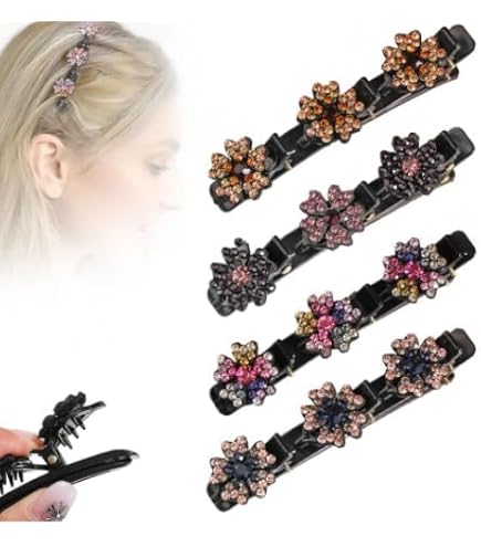 8Pcs Sparkling Crystal Stone Braided Hair Clips For Women - View #9