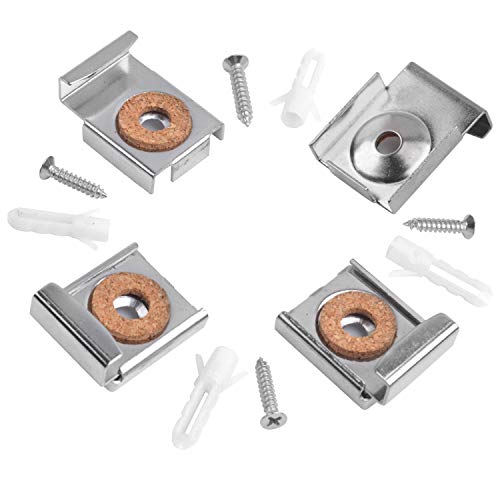 Mirror Hanger Clips Set, 2 Sets (8 Pieces) Unframed Mirror Mount Clips