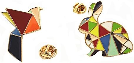 Xumengwu Cute Geometric Rainbow Rabbit Crane Collar Pin Brooch For Girls Children 2pc Set