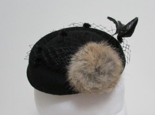 Pixiheart Hat Style Clip with Pompom and Feather --- Black