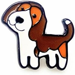 Daisies Beagle Puppy Shaped Enamel Brooches Pins for Dog Lovers