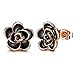 AllenCOCO 18K Gold Plated Black Rose Flower Stud Earrings for Women