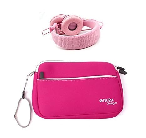 In Rosa: robuste Schutz-Hülle und Kinder-Kopfhörer – von DuraGadget – passend für Clementoni Clempad 6+ Plus (Android 5.0 / M
