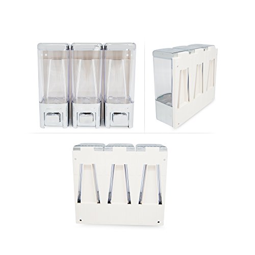 SVAVO V-8103 Triple Chambers Plastic Wall Mounted Liquid Hand Soap Dispenser for Hotel Bathroom, Chrome 500ml3 Pack of 1 - Thumbnail 7