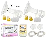 Maymom Breast Pump Kit for Medela Pump in Style Pumps; 2 Breastshields (24 mm, Can Replace Personal Fit 24 mm Shields and PersonalFit Connector), 4 Valves, 6 Membranes, & 2 Replacement Tubing for Pump-in-Style Advanced Sold After July 2006; Replacement Parts for Medela Breastshield & Personal Fit Connector, Medela Tubing, Valves and Membranes