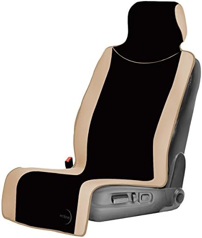 Car Seat Cover with New Style Premium Backing - Shield Your Seat from Sweat, Stains, Smell - Waterproof with Universal Fit for Cars, Trucks, SUVs (2-Tone Black and Tan Sport Edition, White Backing)