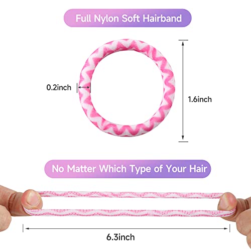 Hair Ties for Girls, 48 Pcs Soft Thick Seamless Nylon Elastic Hair Ties No Damage Pony Tails Holders for Thin Fine Hair Cute Fabric Hair Ties for Women - 48 Colors with Prints (In the Mood for Love)