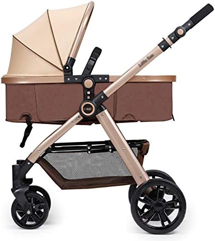Stroller ERRU- Folding Baby Can Sit Lie Down Two-way Lightly Carrying Winter And Summer Dual Use Baby Trolley Champagne Gold color Parasols