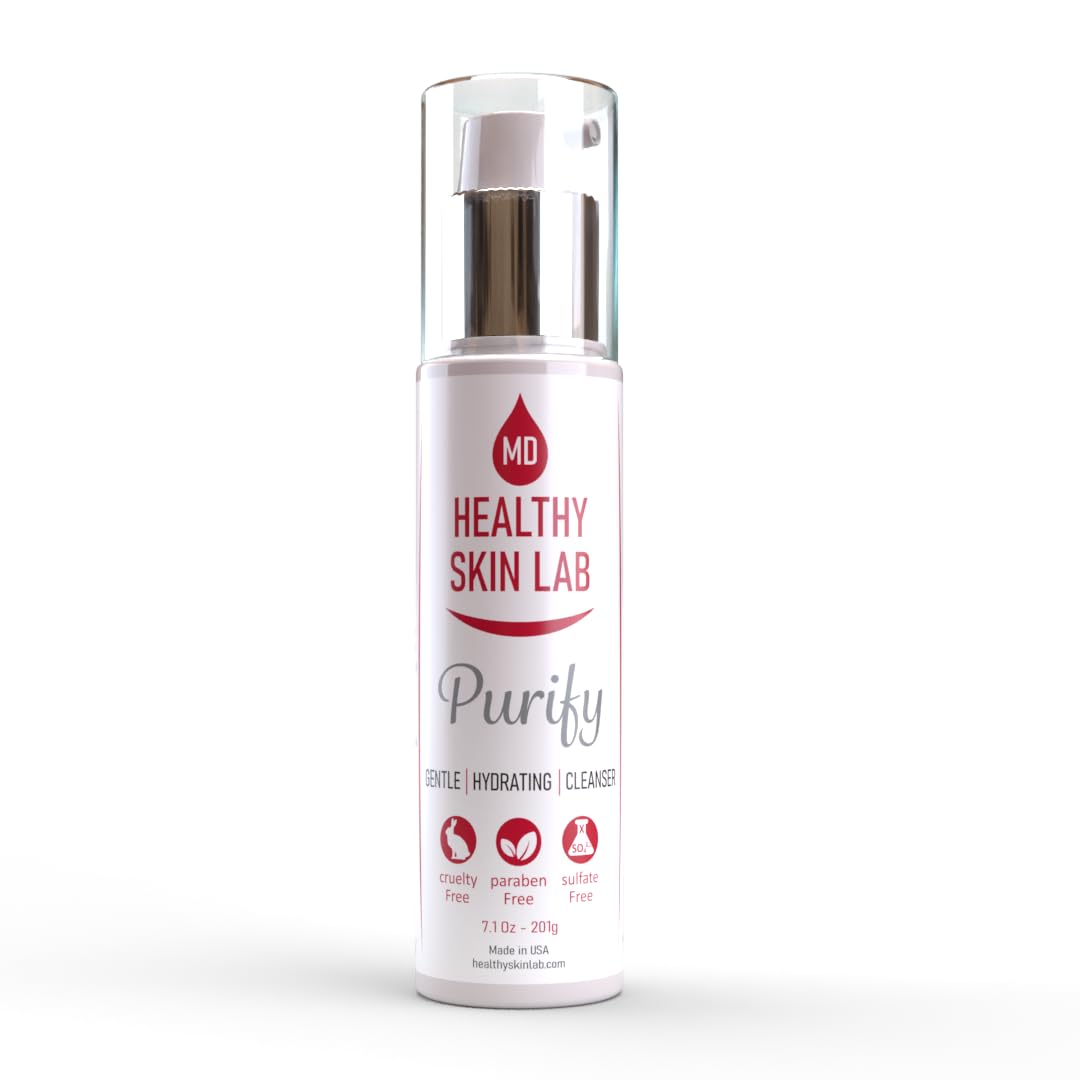 Healthy Skin Lab Purify Gentle Facial Cleanser, Hydrating Face Wash, Make-Up Remover for Sensitive Skin, Anti-Aging Peptides & Aloe Vera (201g)