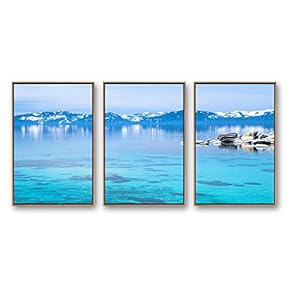 3 Piece Framed Canvas Wall Art for Living Room, Bedroom Lake Tahoe Canvas Prints for Modern Home Decoration Ready to Hang - 16"x24"x3 Panels