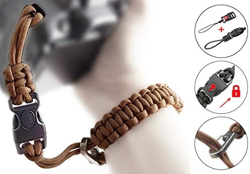 Paracord camera wrist strap | click with lock | BROWN | DSLR SLR compact camera | compatible with Canon Sony Nikon | loop hand-strap macrame | MIND CARE ESSENTIALS