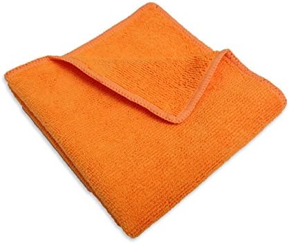 JaniFiber Microfiber Cleaning Cloths Towel Set, Highly Absorbent, Lint, Scratch and Streak Free, Soft and Washable, 16 by 16, Orange, 24 Pack