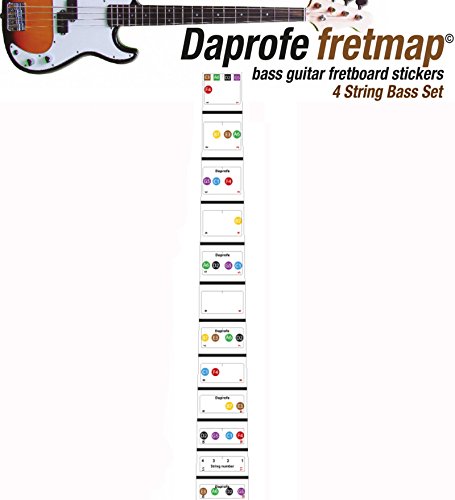 Daprofe Bass Guitar Fretboard Note Map Fingerboard Removable Vinyl Stickers 22 Fret Coverage - Thumbnail 3