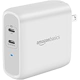Amazon Basics 68W Two-Port GaN USB-C Wall Charger (50W + 18W) for Laptops, Tablets and Phones with Power Delivery - White
