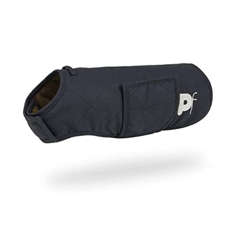 Petface Navy/Brown Quilted Dog Coat, Small (35cm)