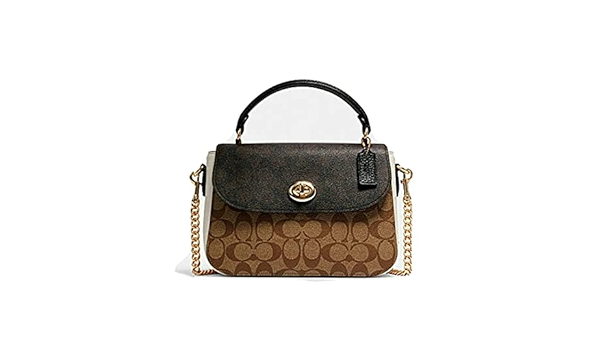 marlie top handle satchel in blocked signature canvas