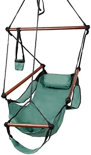 Kanizz Home Hammock Rope Chair Patio Porch Yard Tree Hanging Air Swing Outdoor Garden Relax Reading Hammock Kids Elder Playground Swing Durable Perfect Design for Backyard