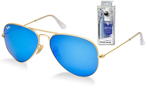 Ray Ban RB3025 112/17 58mm Blue Mirror Aviator Sunglasses Bundle - 2 Items