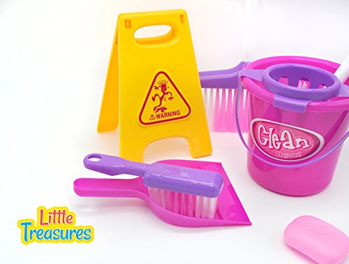 Little Helper - Complete Cleaning kit Pretend Toy Set for Kids 3+ Contains a Full Range of Cleaning Supplies Including a Fully Functional Water Bucket, a Duster and Brush and a 'Wet Floor' Sign