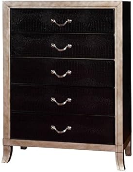 Amazon Com Furniture Of America Camie 5 Drawer Faux Leather Chest