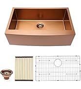 36 Farmhouse Sink - Lordear 36 Inch Kitchen Sink Apron-Front Copper Tone Matte Bronze 16 Gauge St...