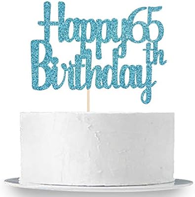 Innoru Blue Glitter Happy 65th Birthday Cake Topper 65th Birthday