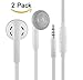 2 Pack Earphones, Headphones with Stereo Mic for iPhone 6S, iPhone 6, iPhone 6 Plus, iPhone Se, iPhone 5s 5c 5, iPad / iPod Galaxy