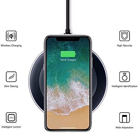Wireless Charger iPhone Xs Max/XS / XR/X / 8/8 Plus, Samsung Galaxy - Note 9 / S9 / S9 Plus, 8 / S8 / S8 Plus, S7 / S7 Edge / S6 Edge - Universal Qi Compatible Cordless Wirelless Charging Pad