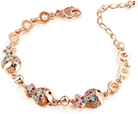 HuiSheng 7 Inch Colorful Fish-shaped Crystal Female Bracelet with Swarovski Crystal "Clownfish"