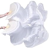 Hitopin 1 Pair Belly Dance Silk Fans, Chinese Dance Fan Veil, 180cm Length Dancing Fan, Props Silk Fan, Silk Belly Dance Fan Veil, Dancer Practice Long Imitation Dance, Gifts for Dancers