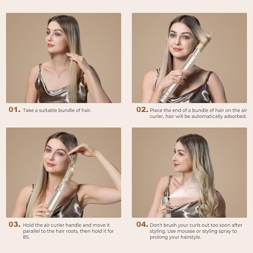 UKLISS Pro Airstyler Hairstyler Set 8 in 1 High Speed Ion Hair Dryer Brush with Automatic Airflow Curling Iron Straightener Volume Brush Anti-Frizz Drying