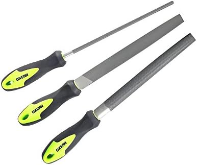 Oxean Professional 3 Piece Hand Steel File Set With Ergonomic handle 8” Flat, Semi-Round and Round Files for 3D Print Refining, Metal Sharpening, Wood Craft and Rust Removal
