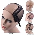 YANTAISIYU 4X4 Inch U Part Swiss Lace Wig Cap for Making Wigs with Adjustable Straps on the Back Glueless Hairnets (Black S)