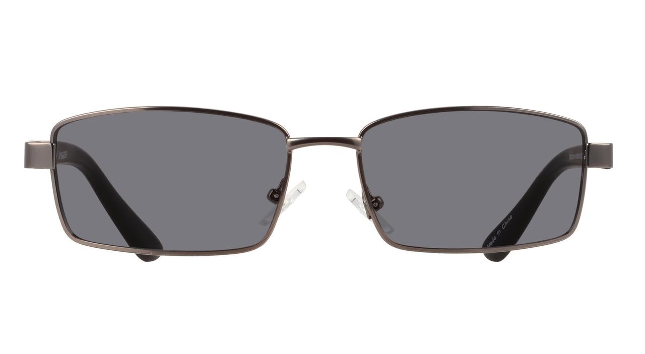 I-Sential Rectangle Reading Sunglasses Gunmetal Grey & Black Spring Temples Mens Womens UV400 Sun Readers Tinted Glasses & Case +3.5
