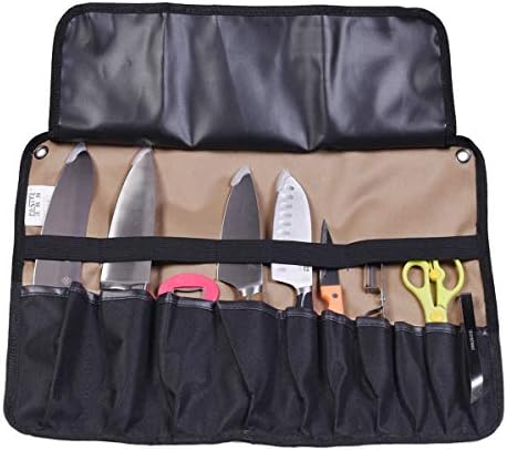 ThinkTop Chef Knife Roll Bag Case 10 Slots,Portable Kitchen Tool Bag Case Easily Carried Knife Pouch Box Organizer Storage