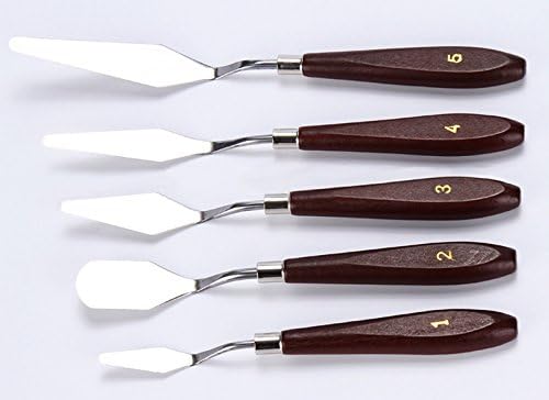 INYIAN 5pcs/Set Painting Knives - Stainless Steel Palette Palette Knife Oil Paint Metal Knives Wood Handle Artist Professional Traditional Painters Spatulas