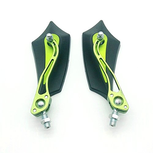 Heinmo Motorcycle foldable Rearview Mirrors Motorbike Rear Mirror with 8mm 10mm Screw for Honda Suzuki Kawasaki Yamaha (Green)