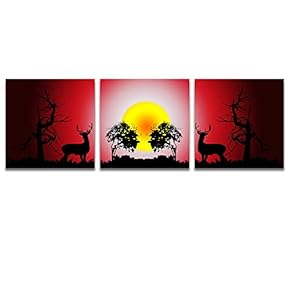 3 Panel Canvas Wall Art Beautiful Moonlit Night Pictures Home Wall Decorations for Bedroom Living Room Paintings Canvas Prints Framed - 12"x12"x3 Panels