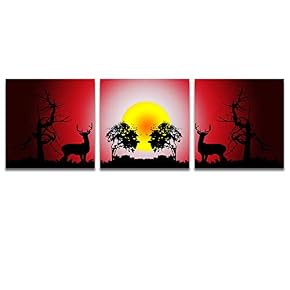 wall26 3 Panel Canvas Wall Art Beautiful Moonlit...