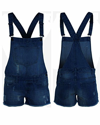 Generic Women's Stretch Denim Playsuit Jumpsuit Dungaree Shorts 16 Dark Wash