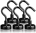 Strong Heavy Duty Magnetic Hooks (5 Pack) - Powerful Black 40lb Neodymium Rare Earth Hook Magnet Set for Multi-Purpose Hanging, Storage, Indoor/Outdoor Organization - Includes 3M Non-Scratch Stickers