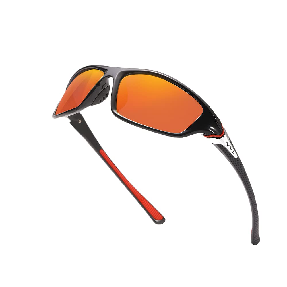 Polarized Sports Sunglasses for Men women With Uv400 Protection for Fishing&Sports &Driving&cycling&Hiking (orange)