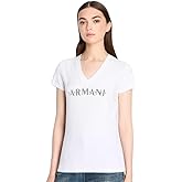 Armani Exchange Womens Stretch Cotton V Neck Logo Tee