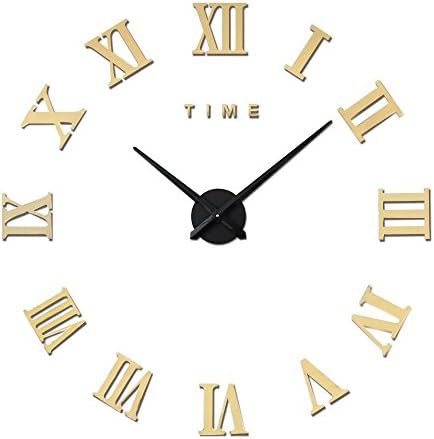 M.Sparkling DIY Wall Clock Roman Numeral Scales Home Decor (GOLDEN)