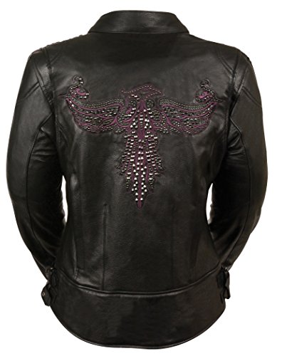 Milwaukee Leather Women's Embossed Phoenix Jacket (Black/Purple, 4X-Large)