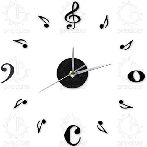 Music Note Digital Number Home Decor Wall Clock Acrylic Creative Quartz Wall Clock DIY Self-adhensive Wall Stikcer Vintage Clock