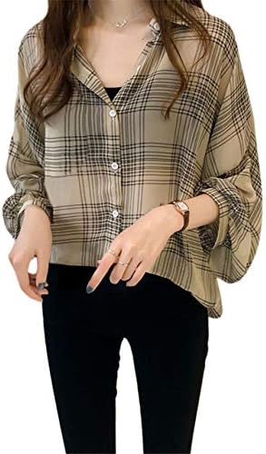 ［アナトレ］ レディース 長袖 チェック柄 ブラウス トップス シャツ 2色 M～４XL
