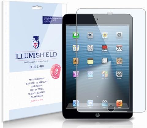 iLLumiShield - Apple iPad mini (1st Generation) (HD) Blue Light UV Filter Screen Protector Premium High Definition Clear Film / Reduces Eye Fatigue and Eye Strain - Anti- Fingerprint / Anti-Bubble / Anti-Bacterial Shield - Comes With Free LifeTime Replacement Warranty - [2-Pack] Retail Packaging