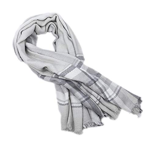 Oversize Scarf for women Winter Plaid Stole Blanket Wraps Shawl (White)