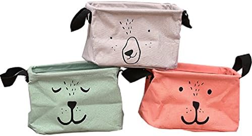 Lannu Foldable Storage Bin Basket,Foldable Fabric Storage Basket Cotton Linen Storage Bins for Makeup, Book, Baby Toy,Pack of 3